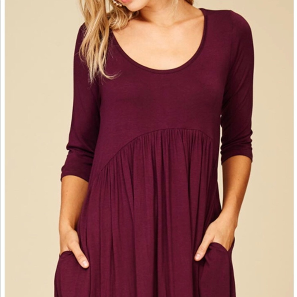 Plum 3/4 sleeve dress